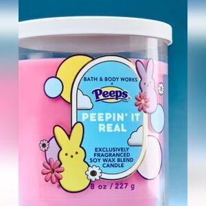 Bath & Body Works Peepin' It Real Pink Soy Wax Candle - Yellow & Blue Accents